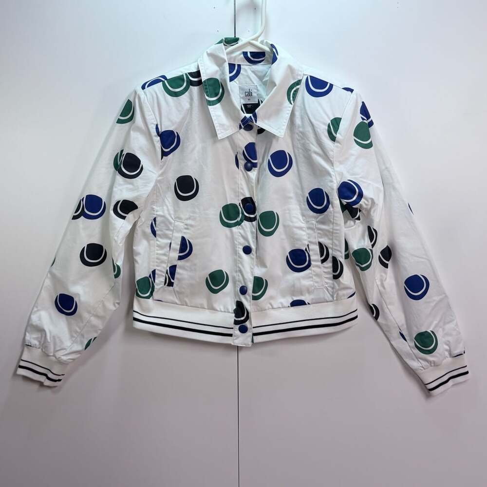 CAbi White Tennis Ball Print Jacket Style 6952 Size XS
